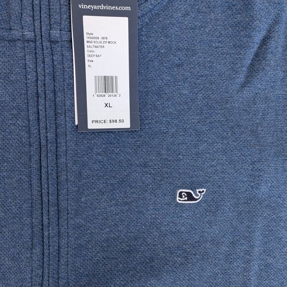 NWT Vineyard Vines Performance 1/4 Zip Mock Pullover XL Deep Bay Blue Saltwater - Picture 2 of 6